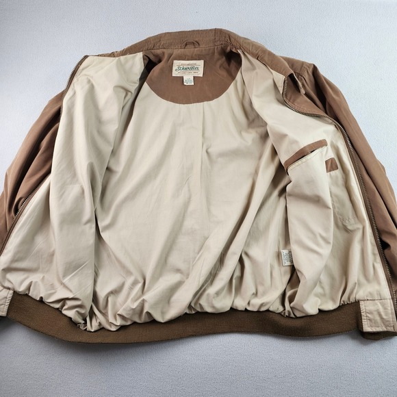 St John's Bay Bomber Jacket Men Large Brown Full Zip Lined Classic Ribbed Cuffs - Picture 8 of 15